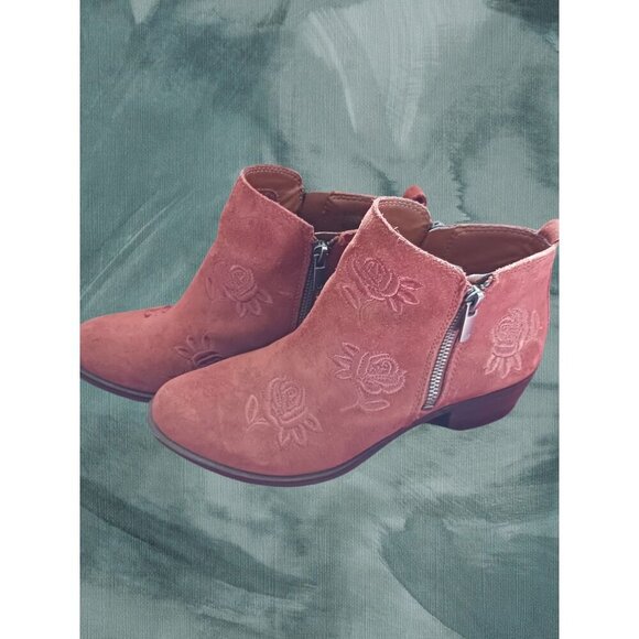 Lucky Brand Ankle Boots With Floral Embroidery Terracota Size 6.5M - Picture 6 of 14
